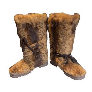 Bebe Y2K Faux Fur Winter Boots Women's Size 7 Brown